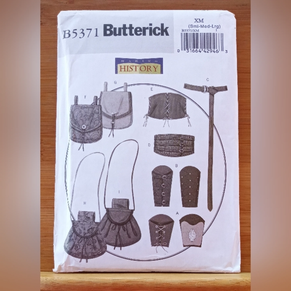 Butterick #5371 Misses/Men's Wrist Bracers Corset Belt Pouches Sewing Pattern
